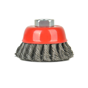 AAIN 60 Pieces - 3 Inch Twisted Knotted Wheel Cup Brush with 5/8"-11 Threaded Arbor for Angle Grinder, Max RPM 12,500, Heavy-Duty Conditioning for Metal - 0.020in Carbon Steel for Rust Removal, Abrasives