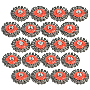 Aain 20 Pack Steel Wire Wheel Brush,Knotted Wire Brush 4 inch for Cleaning Rust, Stripping and Abrasive, for Drill Attachment
