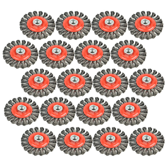 Aain 20 Pack Steel Wire Wheel Brush,Knotted Wire Brush 4 inch for Cleaning Rust, Stripping and Abrasive, for Drill Attachment