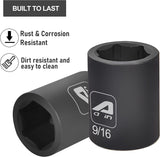 AAIN | 2 Packs | 12-Piece 3/8 Inch Drive Shallow Impact Socket Set, Cr-V Steel, 6-Point | SAE 5/16" To 1"