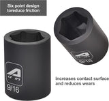 AAIN | 2 Packs | 12-Piece 3/8 Inch Drive Shallow Impact Socket Set, Cr-V Steel, 6-Point | SAE 5/16" To 1"