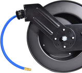 Aain Retractable Air Hose Reel With 3/8" Inch x 50' Ft, Heavy Duty Steel Hose Reels, Auto Rewind Pneumatic,Industrial Grade Rubber Hose Wall Mount