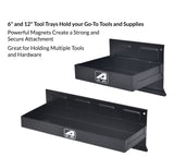 Aain 4-Pack Magnetic Tool Organizer Trays Set w/ 3 Can + 2 Wide Trays & Paper Towel Holder - Toolbox/Cabinet/Van Workshop Storage for Rolling Carts