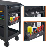 Aain 4-Pack Magnetic Tool Organizer Trays Set w/ 3 Can + 2 Wide Trays & Paper Towel Holder - Toolbox/Cabinet/Van Workshop Storage for Rolling Carts