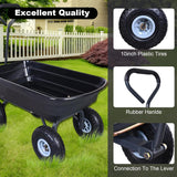 AAIN Heavy Duty Garden Cart with 10" Pneumatic Plastic Tires, 600LB Capacity, 180° Rotating Handle & Quick Release System, Black 4 Cu.Ft Poly Dump Wagon for Yard, Outdoor, Beach, Home