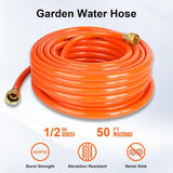 AAIN Durable Hybrid Garden Hose 50ft, Anti-Kink 1/2" Water Hose Reel with Solid Brass Fittings, Flexible -140 PSI, Perfect for Plant Watering & Car Cleaning