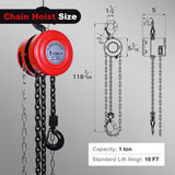 AAIN Chain Hoist ton, Manual Chain Hoist Accurate and Safe Operation, high-Quality Alloy Steel, feet Chain Length, Suitable for Industrial use, Chain, Chain Link, Electric Chain Hoist. (1T3M/10FT)