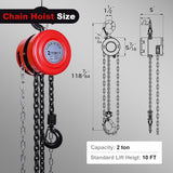 AAIN Chain Hoist ton, Manual Chain Hoist Accurate and Safe Operation, high-Quality Alloy Steel, feet Chain Length, Suitable for Industrial use, Chain, Chain Link, Electric Chain Hoist. (2T3M/10FT)