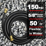 Aain 100FT 5/8 Heavy Duty Flexible Durable Rubber Garden Hose with Brass Fittings Kink Free Leakproof for Gardening Agriculture Car Washing Black