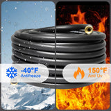 Aain 100FT 5/8 Heavy Duty Flexible Durable Rubber Garden Hose with Brass Fittings Kink Free Leakproof for Gardening Agriculture Car Washing Black