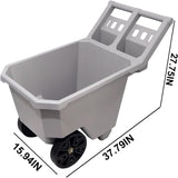Aain Wheel Barrel, 2 Wheel Wheelbarrow. 300 LB Yard Cart with 9 in Maintenance-Free Solid Wheels, Trash Cart with Wheels, Push/Pull Design, Grey