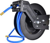 AAIN Retractable Air Hose Reel With 1/2" Inch x 50' Ft, Heavy Duty Steel Hose Reels, Auto Rewind Pneumatic,Industrial Grade Rubber Hose Wall Mount, PN040