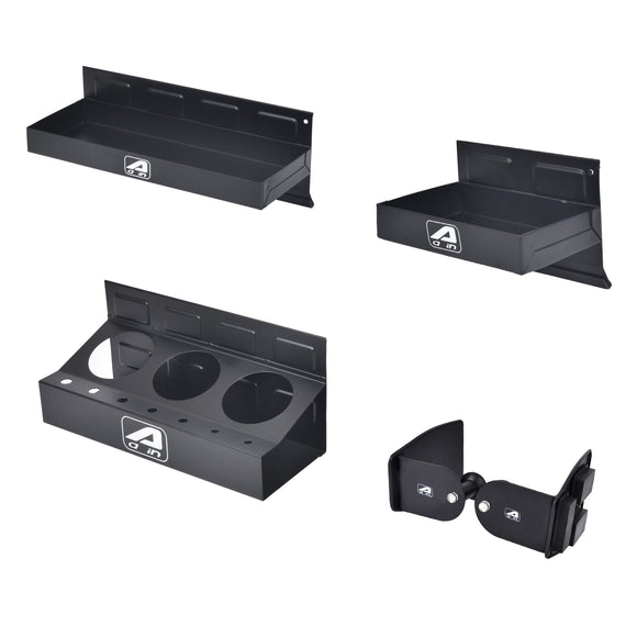 Aain 4-Pack Magnetic Tool Organizer Trays Set w/ 3 Can + 2 Wide Trays & Paper Towel Holder - Toolbox/Cabinet/Van Workshop Storage for Rolling Carts