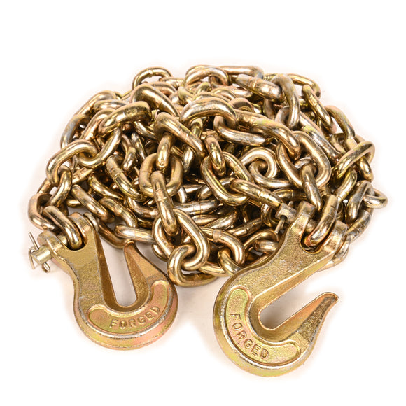 AAIN G80 Heavy Duty Transport Chain 5/16 Inch x 10 Foot, Load Binder Tow Lock Chains with G70 Clevis Grab Hooks, 4,900 lbs Safe Working Load for Loading Tie Down Fixed Cargo Flatbed Truck Trailer