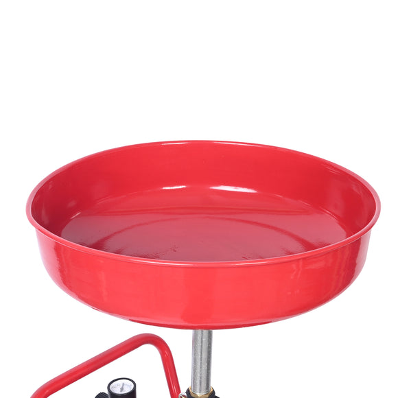 Aain 20-Gallon Air Operated Waste Oil Drain Tank with Wheels, Portable Industrial Fluid Drainage System - Adjustable Funnel Height for Auto Shops, Farm Equipment & Garage Use (Red)