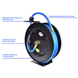Aain Retractable Air Hose Reel With 3/8" Inch x 50' Ft, Heavy Duty Steel Hose Reels, Auto Rewind Pneumatic,Industrial Grade Rubber Hose Wall Mount