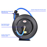 AAIN Retractable Air Hose Reel With 1/2" Inch x 50' Ft, Heavy Duty Steel Hose Reels, Auto Rewind Pneumatic,Industrial Grade Rubber Hose Wall Mount, PN040