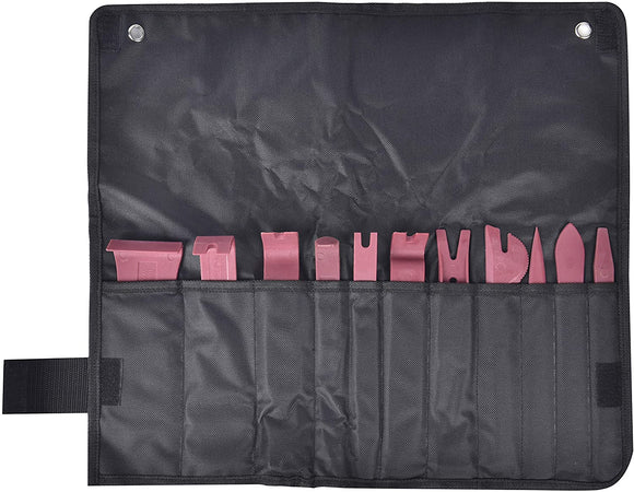 Eisen 11Pc Auto Trim Door Panel Window Molding Upholstery Fastener Clip Removal Tool Kit - Pry Bar Set, Fastener Remover, No Scratch Trim Removal Set