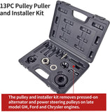 Aain 14 PCS Power Steering Line Disconnect Pulley Puller Removal and Installer Tool Kit, AC Automotive Remover Set for Water Vacuum Pump and alternator pulleys for GM/FORD/CHRYSLER, Black