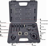 Aain 14 PCS Power Steering Line Disconnect Pulley Puller Removal and Installer Tool Kit, AC Automotive Remover Set for Water Vacuum Pump and alternator pulleys for GM/FORD/CHRYSLER, Black